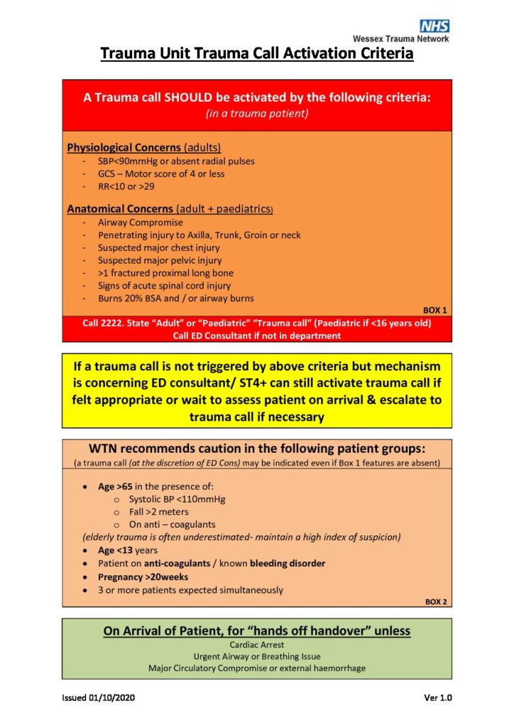 thumbnail of Activation Criteria for Trauma Call in a Trauma Unit 2021