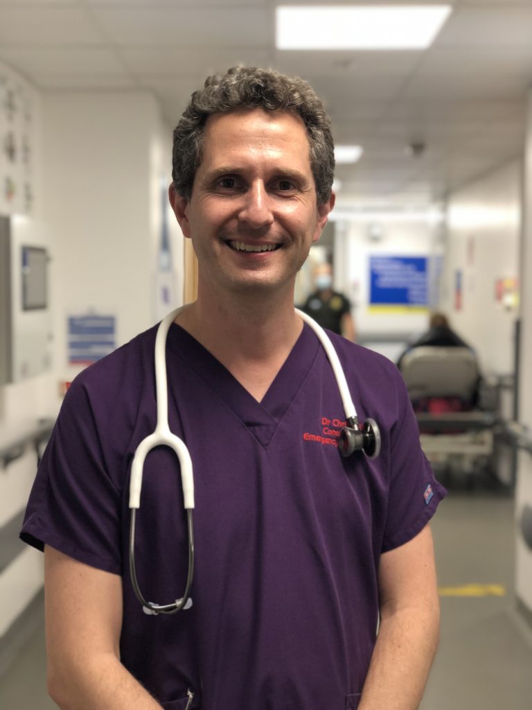 Picture of Dr Chris Hill in Emergency Department Scrubs