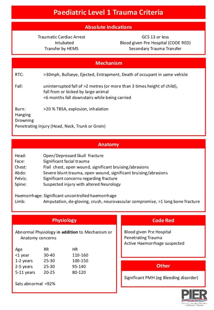 thumbnail of 2024 Paediatric Level 1 Trauma Criteria final PDF